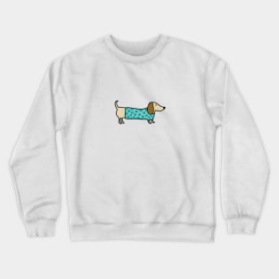 Cute dachshund in blue shirt Crewneck Sweatshirt